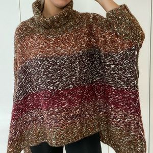 Poncho turtleneck sweater multicolor